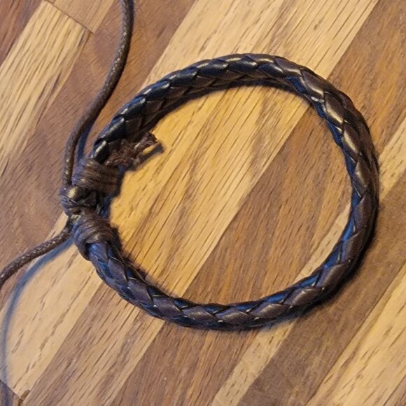Boho Two Tone Braided Leather Bracelet - Picture 4 of 7
